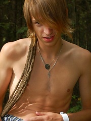 Pretty boy Kareets posing and stroking outdoor