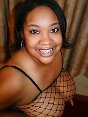 Black BBW in fishnets gives him a wet pussy to fuck all day