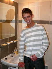 Sexy showering slim athletic teen boy