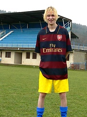 Sexy blonde soccer teen boy