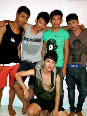 Cute asian twink takes 5 cum load from his young buddies