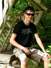 Slim gorgeous boyish Twink outdoor posing