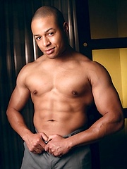 Bald muscle man naked