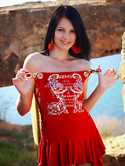 Nichole soft allure and delicate, slender body nicely contrasts with the rugged terrain and rocky ruins.