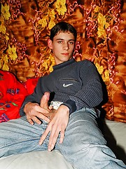 Russian twink jacking off cock and load his cum
